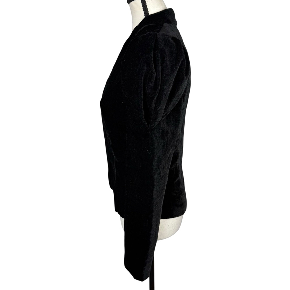 Tatyana Black Velvet Puff Sleeve Blazer XS Pinup Gothic Old Hollywood Vintage - Picture 3 of 12